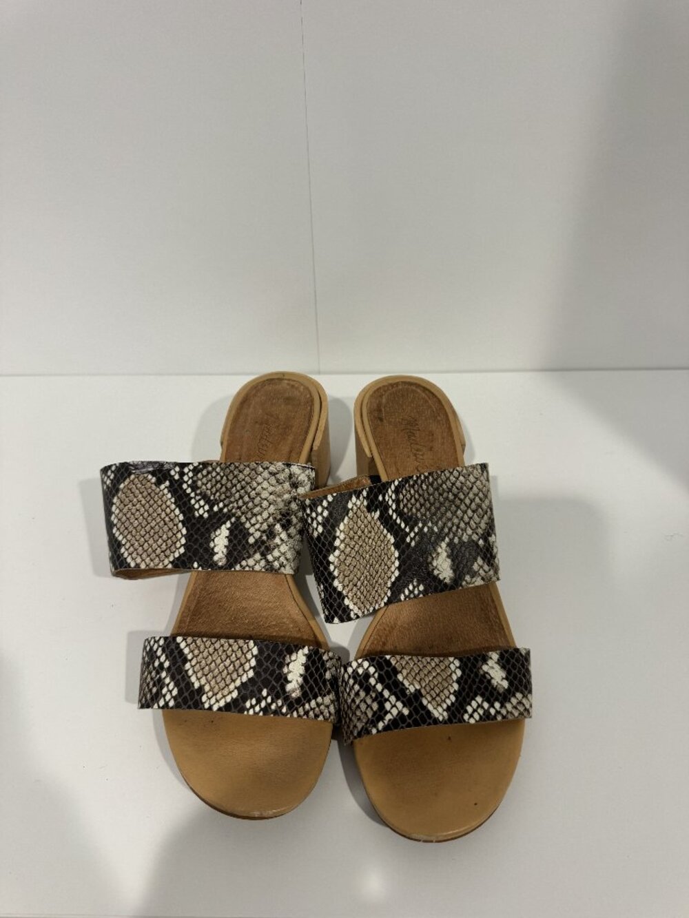 Madewell Kiera Mule Sandal Snake Embossed Leather Block Heel Slide